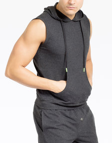 Modern Lounge - Sleeveless Hoodie  - Black